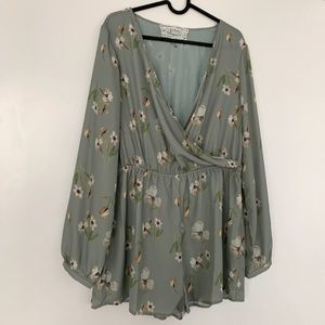 Pink martini Green Floral Romper